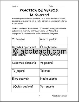 Spanish: Futuro/Condicional: Actividad de colorear (secundaria)