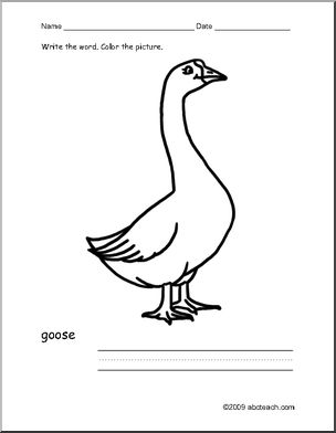 Coloring Page: Write and Color “Goose” (ESL)