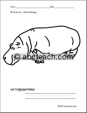 French: Colorie/Ãˆcris–hippopotame