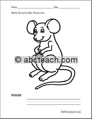 Coloring Page: Write and Color “Mouse” (ESL)