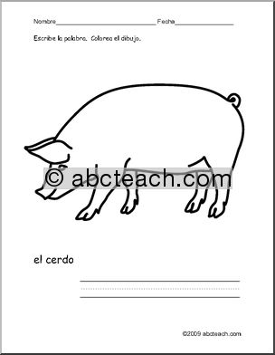 Spanish: PÂ·gina para colorear–el cerdo