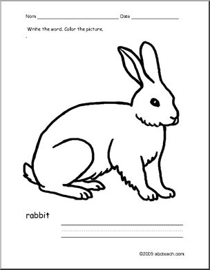 Coloring Page: Write and Color “Rabbit” (ESL)