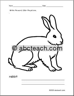 Coloring Page: Write and Color “Rabbit” (ESL)