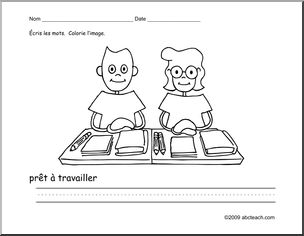 French: Colorie/Ãˆcris–â€¡ lÃˆcole, prÃt â€¡ travailler