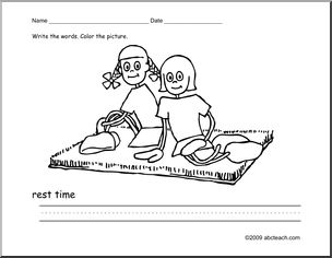 Coloring Page: Write and Color “rest time” (ESL)