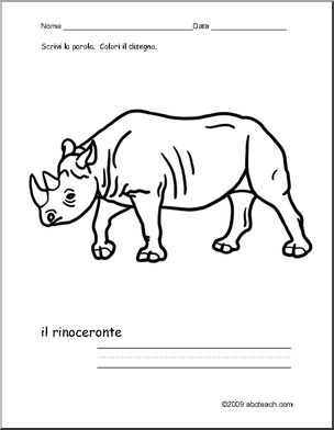 Italian: Foglio da Colorare–rinoceronte