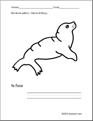 Spanish: PÂ·gina para colorear–la foca