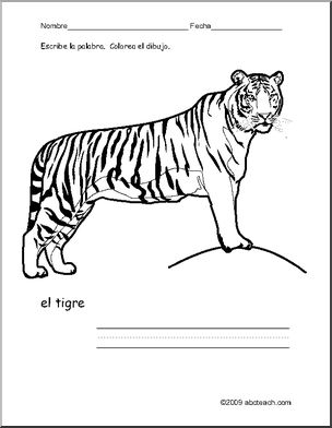 Spanish: PÂ·gina para colorear–el tigre