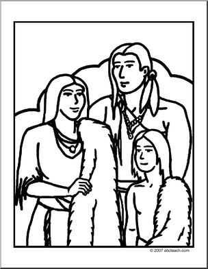 Coloring Page: Wampanoag Family