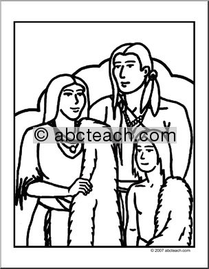 Coloring Page: Wampanoag Family