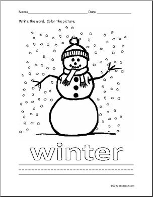 Coloring Page: Write and Color “Winter” (ESL)