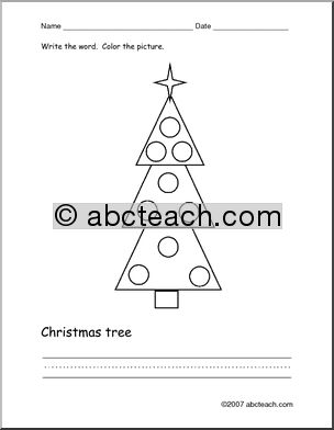 Coloring Page: Write and Color “Christmas Tree” (ESL)