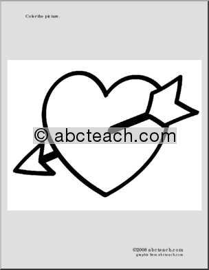 Coloring Page: Heart with Arrow