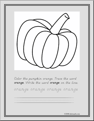 Trace and Color: Orange – Pumpkin