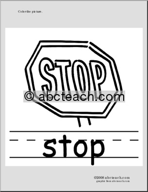 Phonics – Stop’ Coloring Page