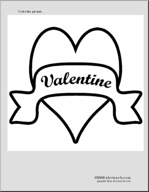 Coloring Page: Valentine Banner