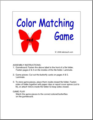 Board Game: Butterfly Colors (preschool) -color