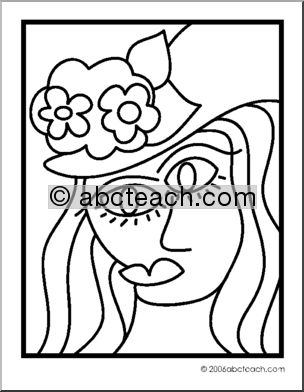 Coloring Page: Abstract – Girl in a Hat