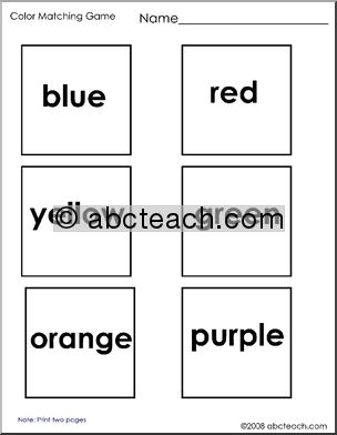 Matching: Color Words (b/w)