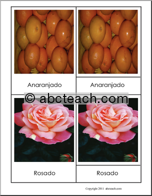 Montessori Materials: Three-Part Matching Cards: Colors (Spanish)