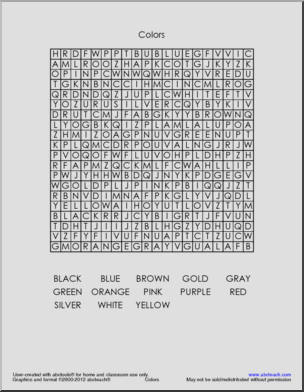 Colors: Word Search