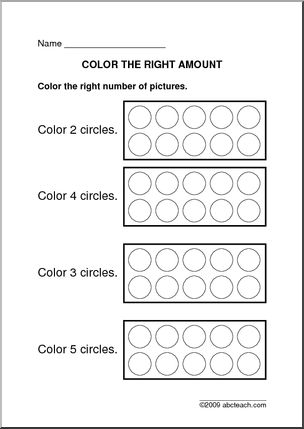 Color the Right Number (prek/primary) 1 Worksheet