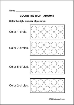 Color the Right Number (prek/primary) 2 Worksheet