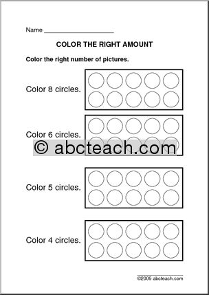 Color the Right Number (prek/primary) 4 Worksheet