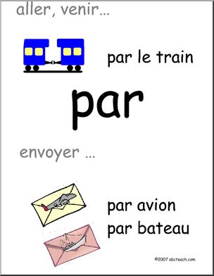 French: Affiche du mot “par” avec transports