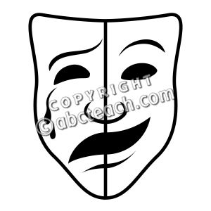 Clip Art: Comedy and Tragedy Masks 2 (coloring page)