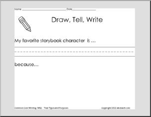 Writing Prompt: Opinion: My Favorite Storybook Character (Kindergarten)