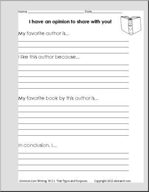 Writing Prompt: Opinion: My Favorite Author (Grade 2)