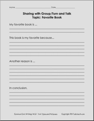 Writing Prompt: Opinion: My Favorite Book (Grade 3)