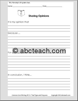 Writing Prompt: Sharing Opinion (Grade 3)