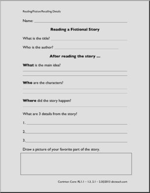 Common Core: Reading a Fictional Story (grades 1-3)
