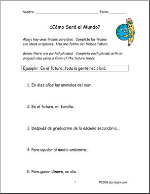 Spanish: Ã¸CÃ›mo SerÂ· el Mundo? – Actividad de escritura (secundaria)