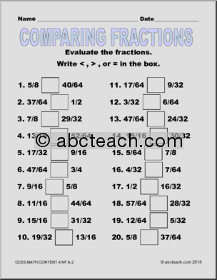 Comparing Fractions Math