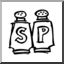 Clip Art: Condiments: Salt & Pepper (coloring page)