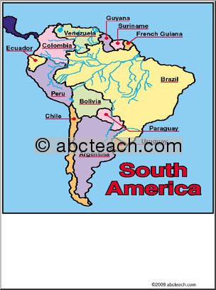 Sign: The Continents – South America Map