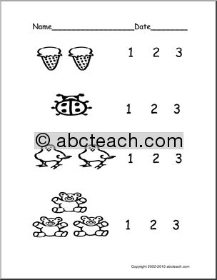 Count Groups of Objects 1-3 (ver 3) (pre-k/primary) Worksheet