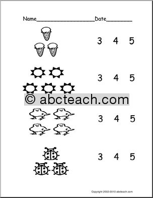 Count Groups of Objects 3-5 (ver 1) (pre-k/primary) Worksheet