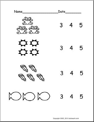 Count Groups of Objects 3-5 (ver 2) (pre-k/primary) Worksheet