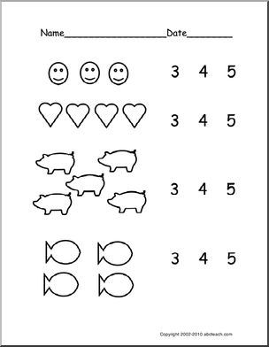 Count Groups of Objects 3-5 (ver 3) (pre-k/primary) Worksheet
