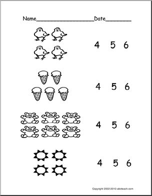 Count Groups of Objects 4-6 (ver 1) (pre-k/primary) Worksheet