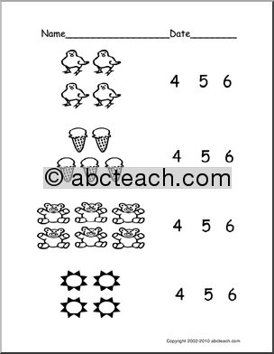 Count Groups of Objects 4-6 (ver 1) (pre-k/primary) Worksheet
