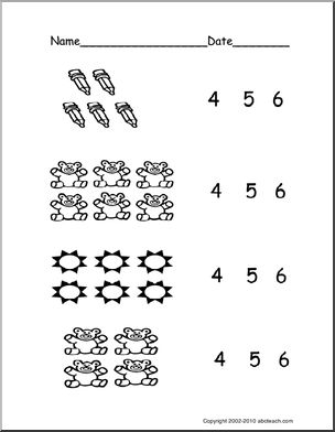 Count Groups of Objects 4-6 (ver 2) (pre-k/primary) Worksheet