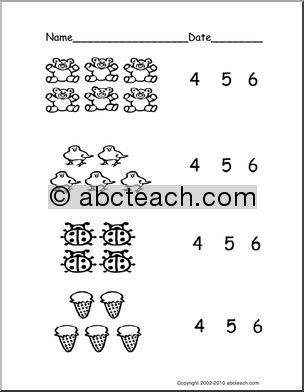 Count Groups of Objects 4-6 (ver 3) (pre-k/primary) Worksheet