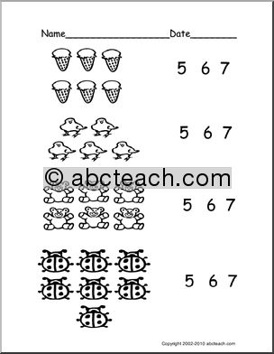 Count Groups of Objects 5-7 (ver 1) (pre-k/primary) Worksheet