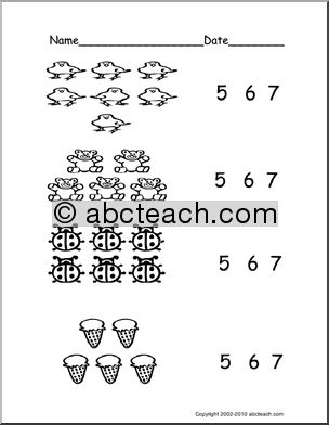 Count Groups of Objects 5-7 (ver 2) (pre-k/primary) Worksheet