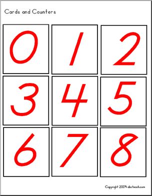 Red Circles and Numbers (DN-font) for Montessori Counters